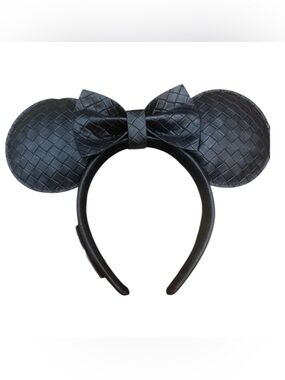 Disney Parks Loungefly Black Woven Removable Bow Minnie Ears Headband